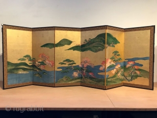 Rare Pair of Antique Japanese Screen - Four Seasons of Ginza

A rare pair of original Japanese six panel screens depicting the four seasons of Ginza. The panels are painted in the traditional  ...