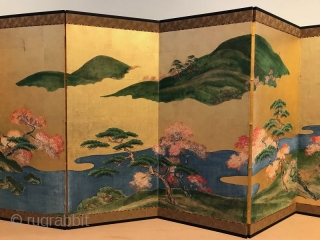 Rare Pair of Antique Japanese Screen - Four Seasons of Ginza

A rare pair of original Japanese six panel screens depicting the four seasons of Ginza. The panels are painted in the traditional  ...