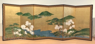 Rare Pair of Antique Japanese Screen - Four Seasons of Ginza

A rare pair of original Japanese six panel screens depicting the four seasons of Ginza. The panels are painted in the traditional  ...