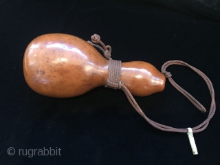 Antique Japanese Calabash, Bottle Gourd

An antique Hiotan, bottle gourd used to transport sake or medicinal items. It is a natural gourd with a bone plug. 

Date:Taisho 1912 - 1926 

Dimensions: 7.25" long  ...