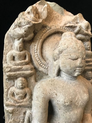 Antique Jain Sandstone Stele with a Jina

A rare Jain Indian sandstone Stele with a carved image of Buddha surrounded by his attendants from the Gujarat or Rajasthan regions. Seated figures of Jain  ...