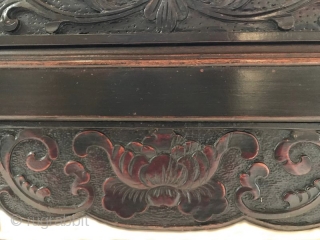 Antique Chinese Export Canopy Bed

A 19th century Chinese canopy lacquered bed of cypress and elmwood (ju-mu). The bed rail has a turned spindle gallery with a low relief carving of scrolling floral  ...