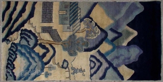 No.R073 * Chinese Antique "Farmer
+Village
" Rug,Size: 99x190cm(39"x75"). Origin: Baotou .Shape: Rectangle.                      