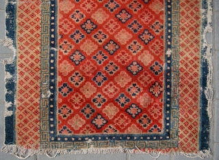 No.D8866 * Chinese Rug(Fragments), 19th/20th Century . Size:70x108cm(28"x43") .Origin: Baotou-Suiyuan Shape: Rectangle. Material: 100% Wool Woven: Hand-knotted Background Color: Reds.             