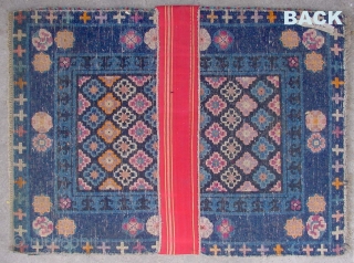 No.A0005 * Chinese Baby Saddle Rug,Late 19th Century.Size:61x87cm(24"x34"),Origin: Baotou-Suiyuan.cotton/wool. Shape: Rectangle. Blues colors                    