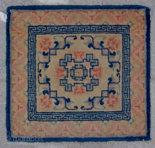 No.Lu47 * Chinese Antique Mat-Rug,Age: 19th Century Size: 58x61cm( 23" x 24" ). Origin: Baotou-Suiyuan Shape: Square.                