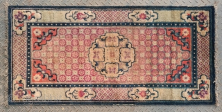 No.A0048 * Chinese Antique “Chrysanthemum” Rug, Origin: Baotou-Suiyuan.Late 19th Century.Size:68x138cm(27"x54") . Shape: Rectangle .Background Color:Reds.                  