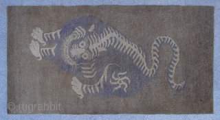 No.X0022 * Chinese Antique "Tiger" Rug. Age: 19/20th Century.Origin: Baotou. Shape: Rectangle. Size: 82x151cm (32"x59")                  