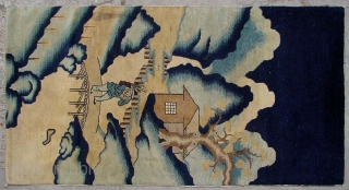 No.R074 * Chinese Antique  "Woodcutter" Rug.Size: 86x176cm(34"x69").Origin: Baotou. Shape:Rectangle.                       