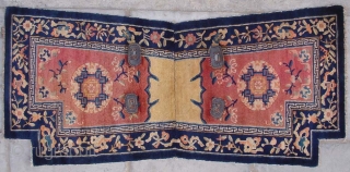 No.R097 * Chinese Antique Beijing Saddle Rug,Size: 75x142cm(30"x56"). Origin: Beijing.Background Color:Woodred.                      