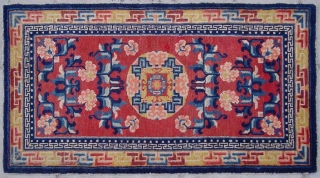 No.R087 * Chinese Antique Rug , Size:68x129cm(27"x51").Origin: Baotou-Suiyuan.Shape: Rectangle. Background Color: Woodred. 
                    