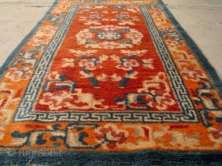 No.A0038 * Chinese Antique Rug , Size:63x117cm(25"x46").Origin: Baotou-Suiyuan.Shape: Rectangle. Background Color: Reds.                     