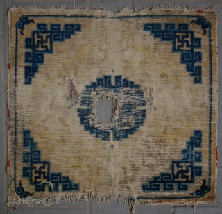 No.D8954 * Chinese Ningxia Square Mat(Fragments). Age: 18th Century.Size: 70x74cm (28"x29") Origin: Ningxia Shape: Square .  All vegetable dyes.             