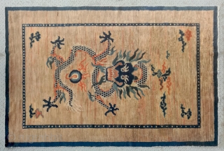 No.X0028 * Chinese Antique "Dragon Face" Old Beijing Rug-Carpet. Age:19th Century.Size: 153x225cm(5'1"x7'5").Origin: Beijing. Shape:Rectangle.                   