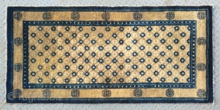 No.A0001 * Chinese Antique  “Chrysanthemum” Rug ,19th Century.Size:66x136cm(26"x64"),Origin: Baotou-Suiyuan. Shape: Rectangle. Background Color: Camels.                  