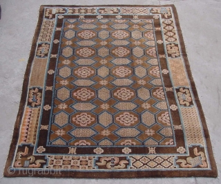 No.X0004 * Chinese Antique Rug. Origin: Baotou Shape: Rectangle. Age: Late 19th Century. Size: 164 x 245cm (5'5"x8') Material: 100% Wool Woven: Hand-knotted Background.         