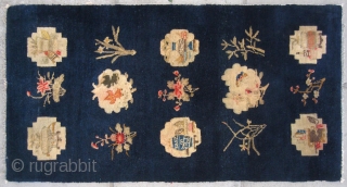 No.R118 * Chinese Antique  Rug,Size: 68x132cm(27"x52").Origin: Shanxi-Yulin.Shape: Rectangle.Background Color: Blues 
                     