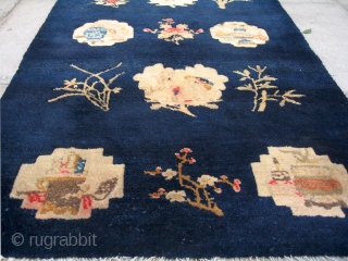 No.R118 * Chinese Antique  Rug,Size: 68x132cm(27"x52").Origin: Shanxi-Yulin.Shape: Rectangle.Background Color: Blues 
                     