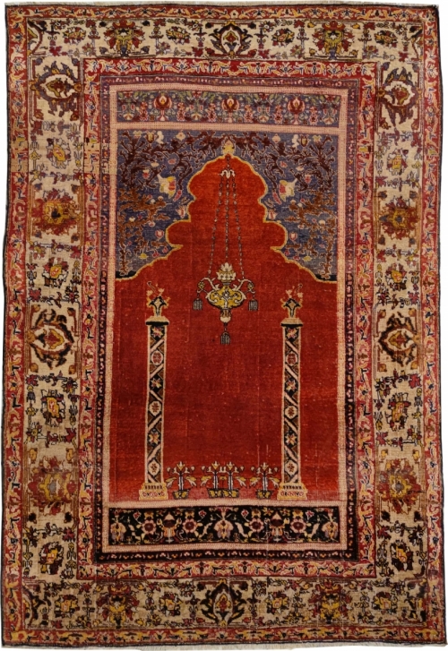 5 Bursa silk prayer rug
