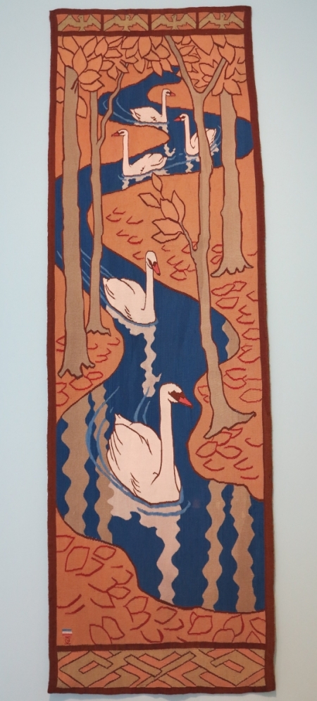 &quot;Five Swans&quot; pillar hanging, Otto Eckmann, Munich, 1897