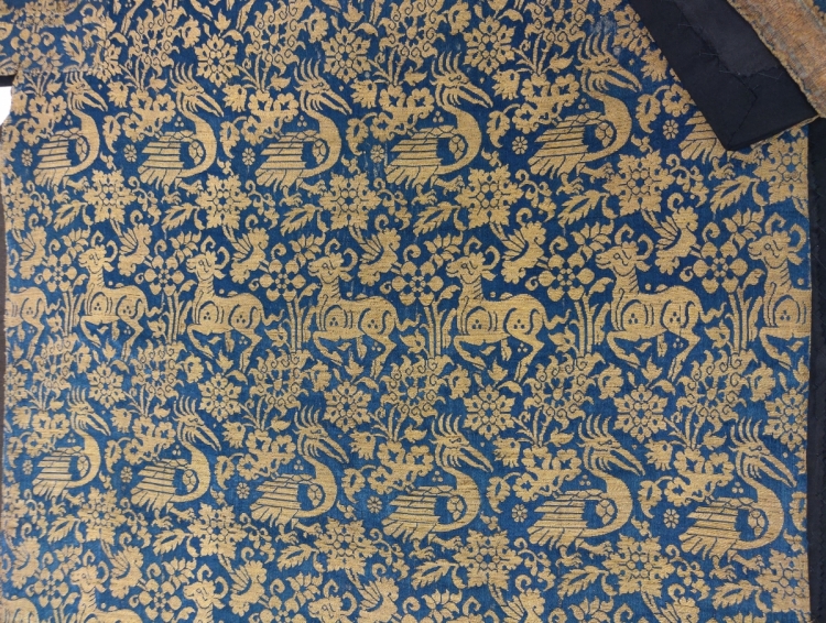 Blythe House, V&amp;A, Persian silk with metal thread